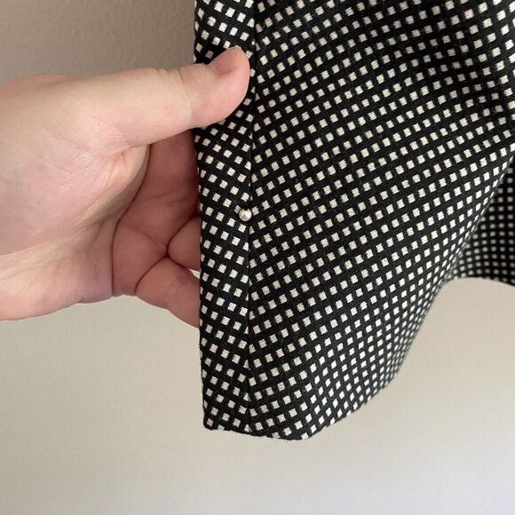 Pearl By Lela Rose Women 8 Black Checked Short Sleeve Poplin Combo Top NWT - Picture 13 of 13